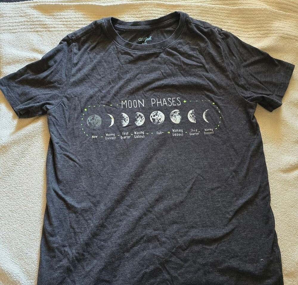 Cat & Jack Moon Phases T-Shirt Size XL (16) Dark Gray